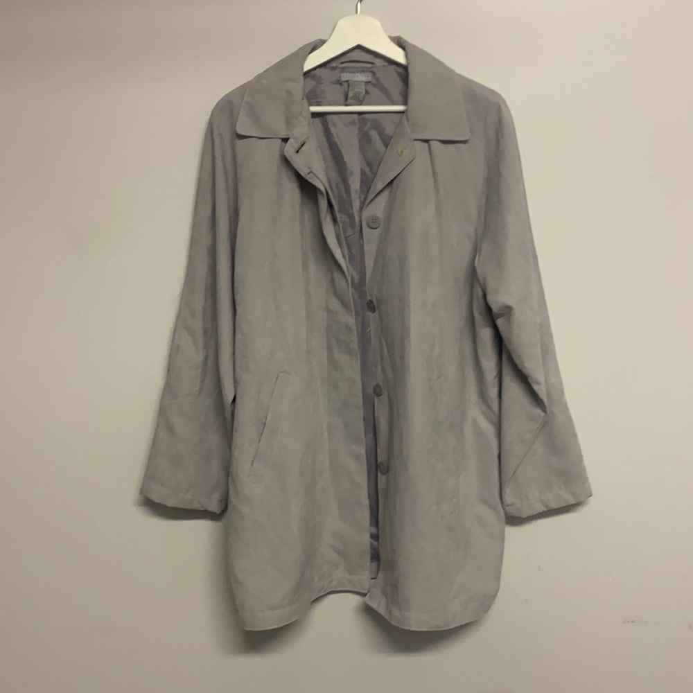 Grey Vintage Faux Suede Jacket - Large